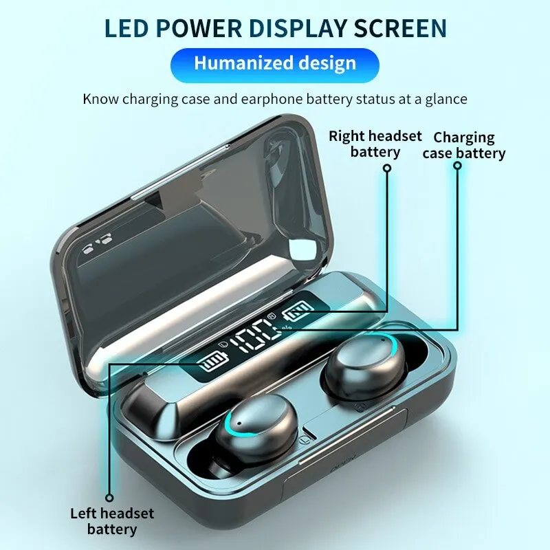 TWS Wireless Bluetooth Headphones LED Display 9D Stereo In-Ear Sports Waterproof game Bluetooth 5.3 Headset 1200mAH Charging Box