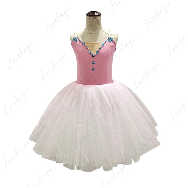 

Women's Ballet Dress Performance - Cute Lace Netted Dress, Elegant Little Swan Strap Dance Dress