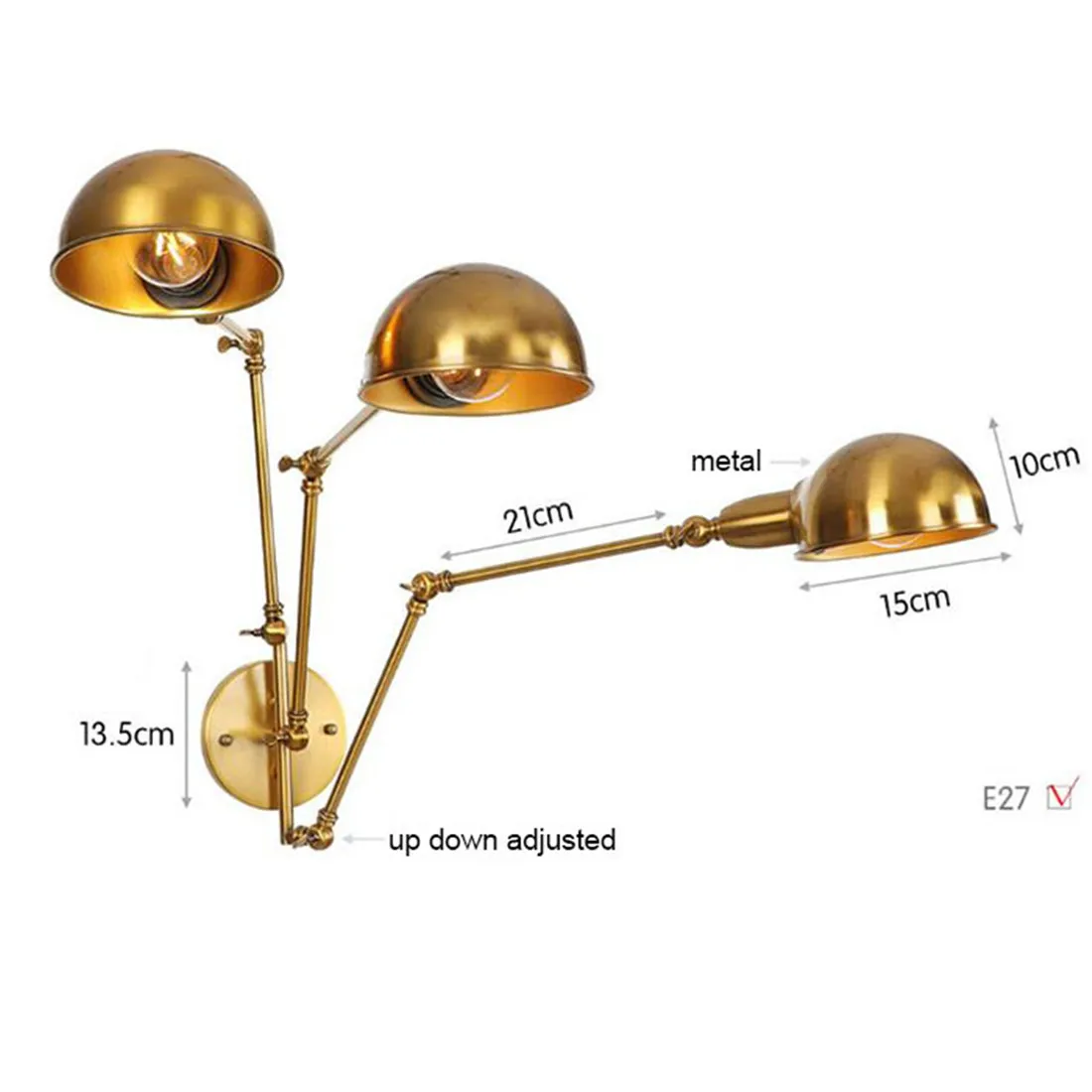 Modern Gold Plated Wall Lamp Iron Adjustable Angle Wall Sconces for Home/Bathroom/Bedroom/Living Room Decor led Wall Light Luz