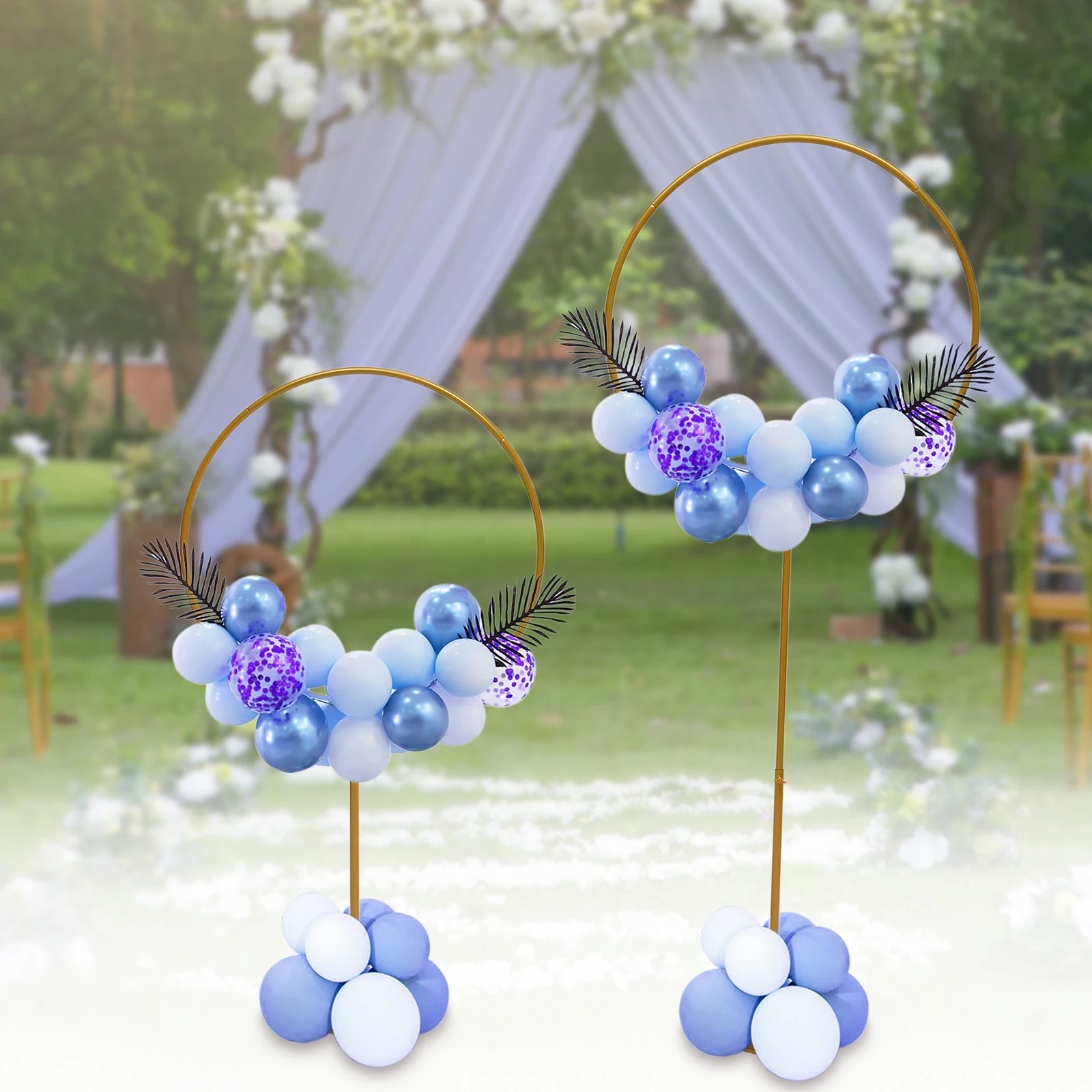 2pcs 60cm Round Balloon Lead Bracket for Wedding, Birthday Party Supplies Graduation Photo Background Decor