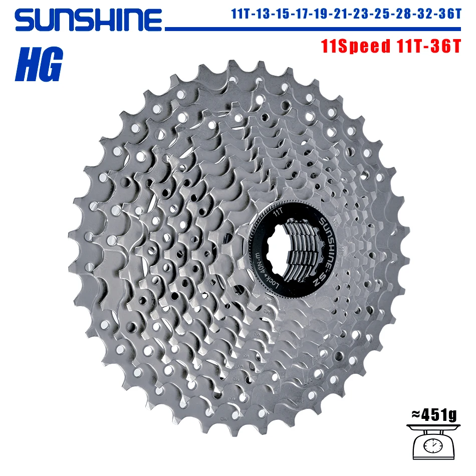 SUNSHINE Racefiets Cassette 8/9/10/11/12 Speed 23/25/28/32/34/36T k7 Cassette 8V 9V 10V 11V 12V voor SHIMANO HG - afbeelding 1