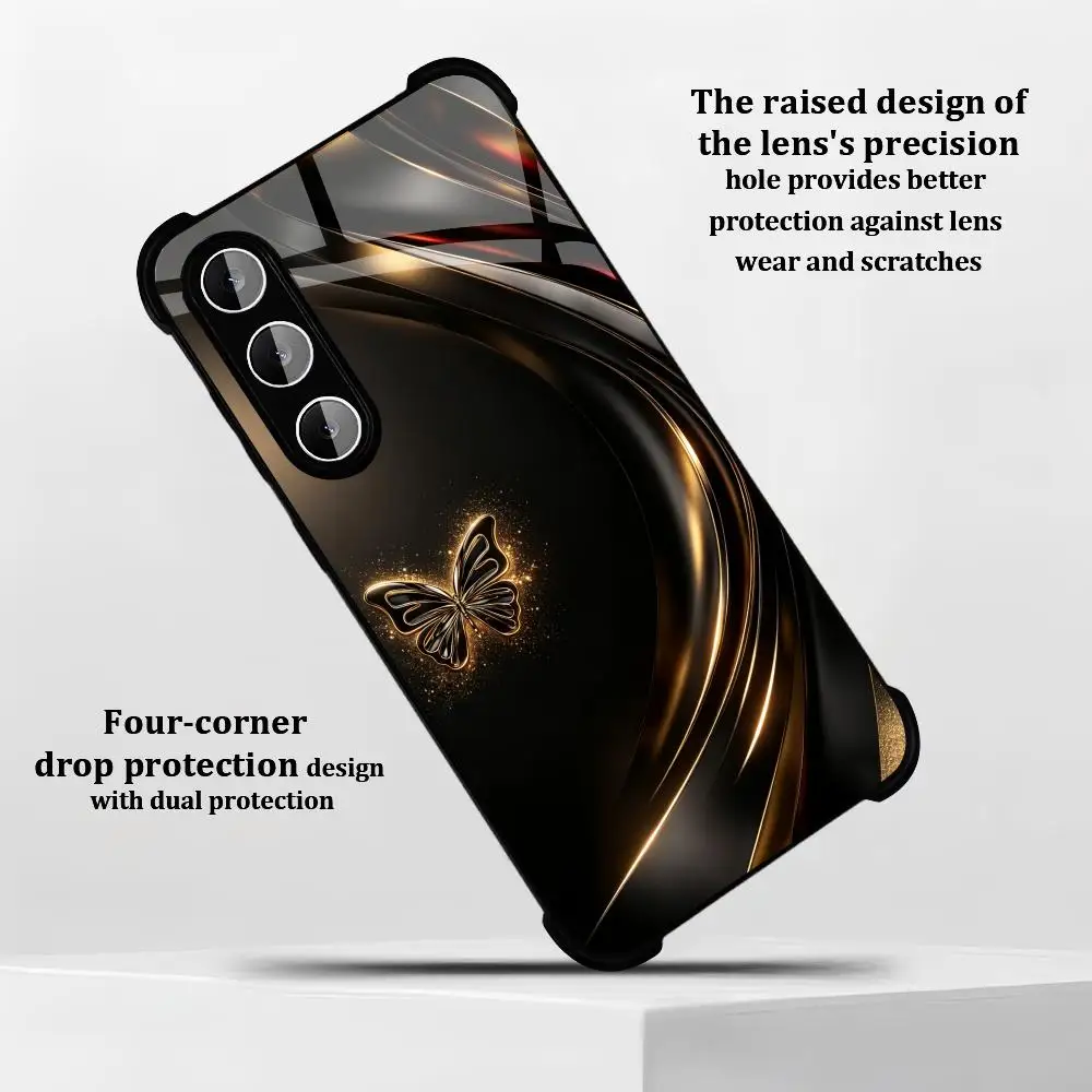 streamline glitter butterfly HD glass phone case for Samsung Galaxy S26 S25 S24 S23 S22 S21FE,Ultra,Plus Super-strong protectio