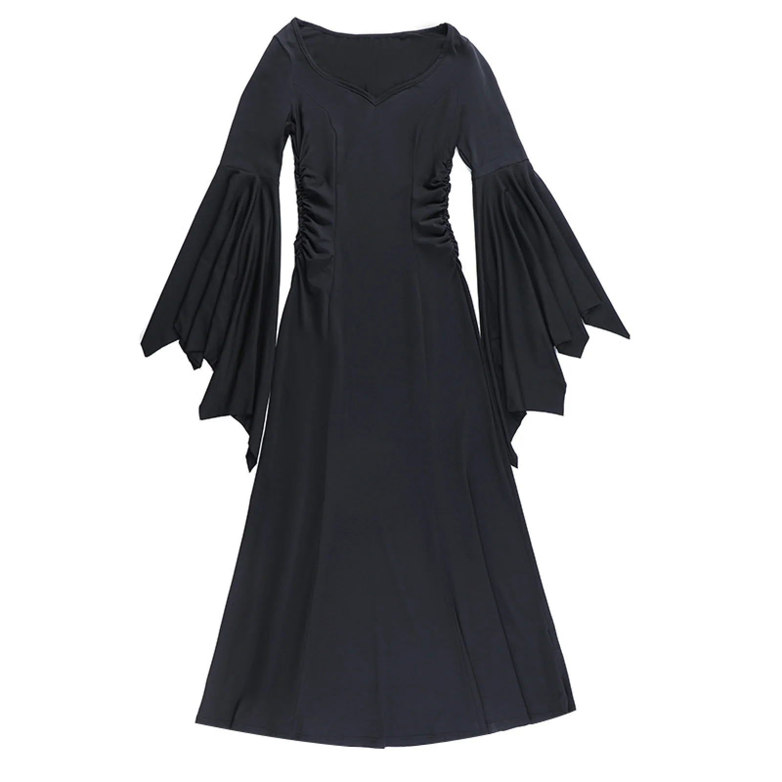 Robe gothique médiévale à manches évasées, robe de soirée à taille unie, robes longues de sorcière pour femmes, Costumes de Cosplay d'halloween