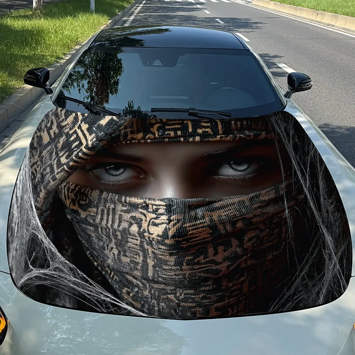 

Mysterious Masked Girl Self-Adhesive Vinyl Car Wrap - Waterproof Scratch-Resistant Decal For Cars, SUVs,Durable Exterior Protect
