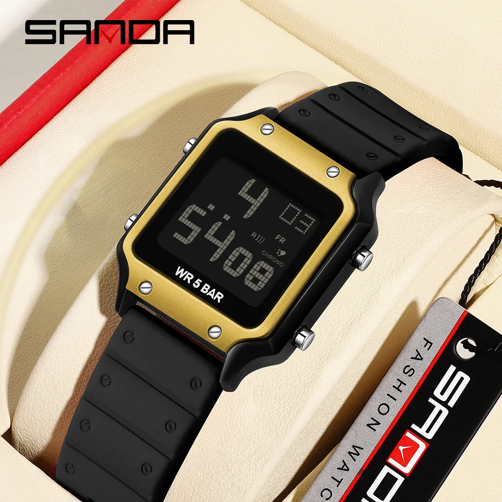 

SANDA 2174 New Men's Electronic Watches Sports Waterproof Multifunctional Alarm Clock LED Men's Electronic Watch 2024