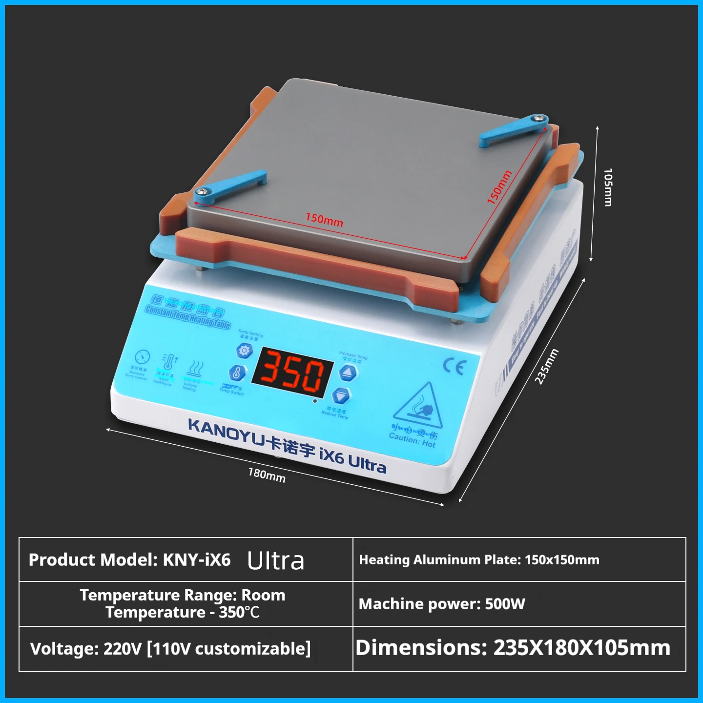 

Heating table, intelligent constant-temperature mobile phone mainboard, layered LED de-lamp beads, cpu heating table
