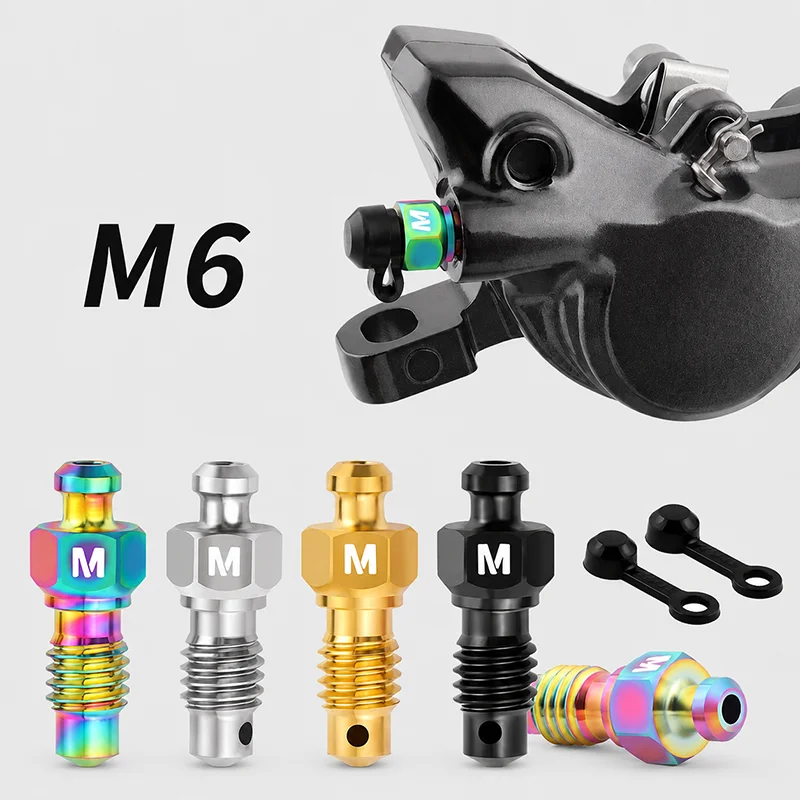 M6 Bicycle Hydraulic Disc Brake Bleed Port Screw with Dust Cap 21mm Lightweight Caliper Oil Bleed Bolt 4 Colors