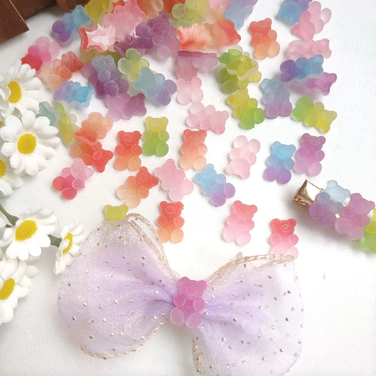 50 قطعة-صندوق مختلط ثلاثية الأبعاد التدرج غائر مسمار الفن الديكور 12*18 Kawaii السكر الدب مسمار السحر لتقوم بها بنفسك شقة عودة غائر الدب مسمار أجزاء