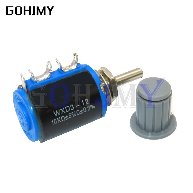 2PCS = 1PCS WXD3-12 2W 10K 4.7K 3.3K 2.2K 1K resistance ring multi circle precision wire wound potentiometer + Grey knob