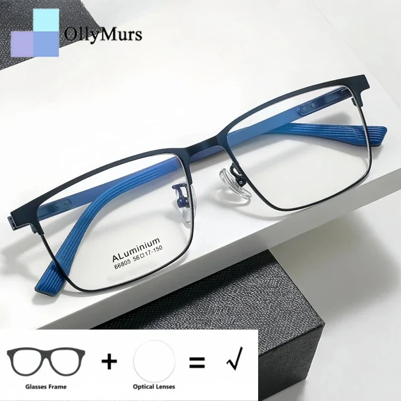 

OLLYMURS Business Men's Optical Prescription Glasses Square Blue Light Blocking Photochromic Anti-reflecti UV400 Recipe Eyewear