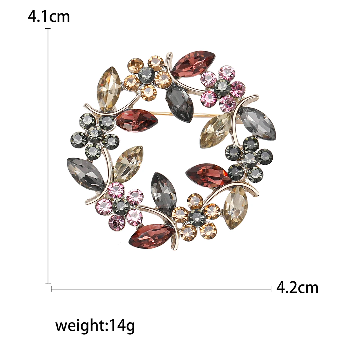 Beaut&Berry Luxury Crystal Wreath Brooches for Women Rhinestone Flower Pins Friends Party Gift Jewellery Accessories
