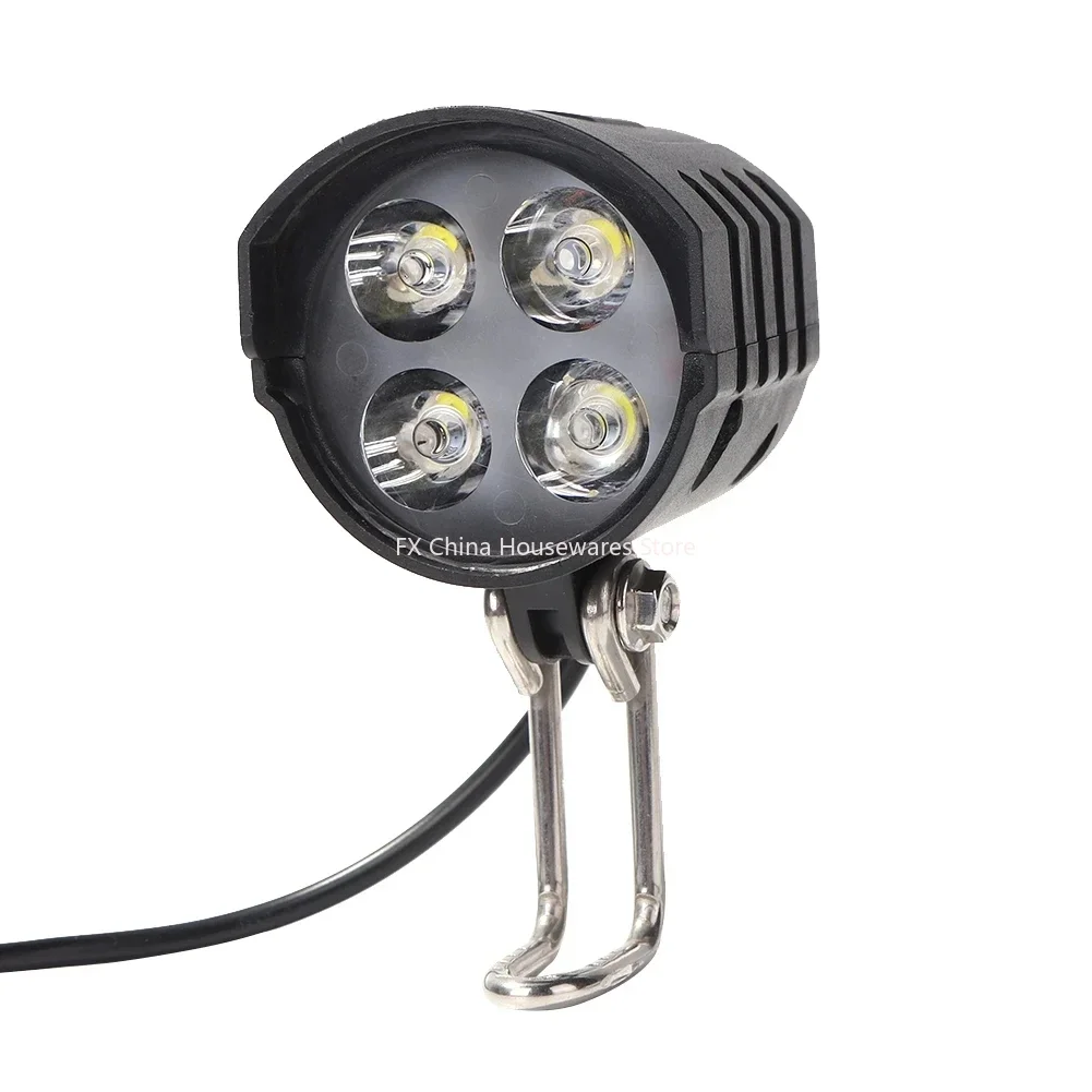 E-Bike Horn Light Electric Bicycle 4 LED Headlight 12W Waterproof 2 in 1 Horn and Light Switch Bicycle Flashlight
