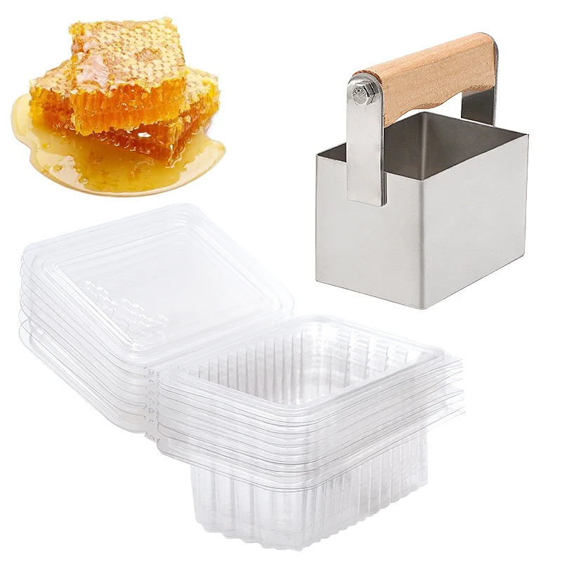 Stainless Steel Honey cutter with 20pcs Honey Plastic Box Honeycomb Honey cutter Beekeeping honey collection tools