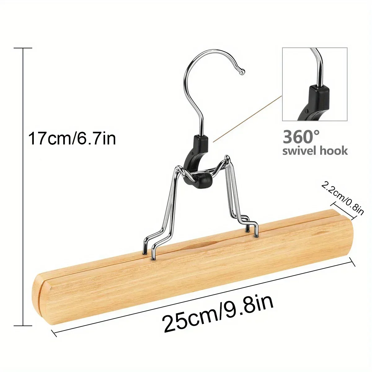 1/2/4pcs 360° Swivel Hook, Trouser Hanger,Wrinkle Free Clamp Closet Organizer,for Skirts Wooden Skirt Pants Clothes Hangers with