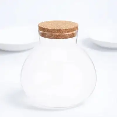 

Micro Landscape Bottle Glass Round 15cmx16cm Cork Lid DIY Terrarium Jar Moss Plant Desktop Ecological Bottle Home Decoration