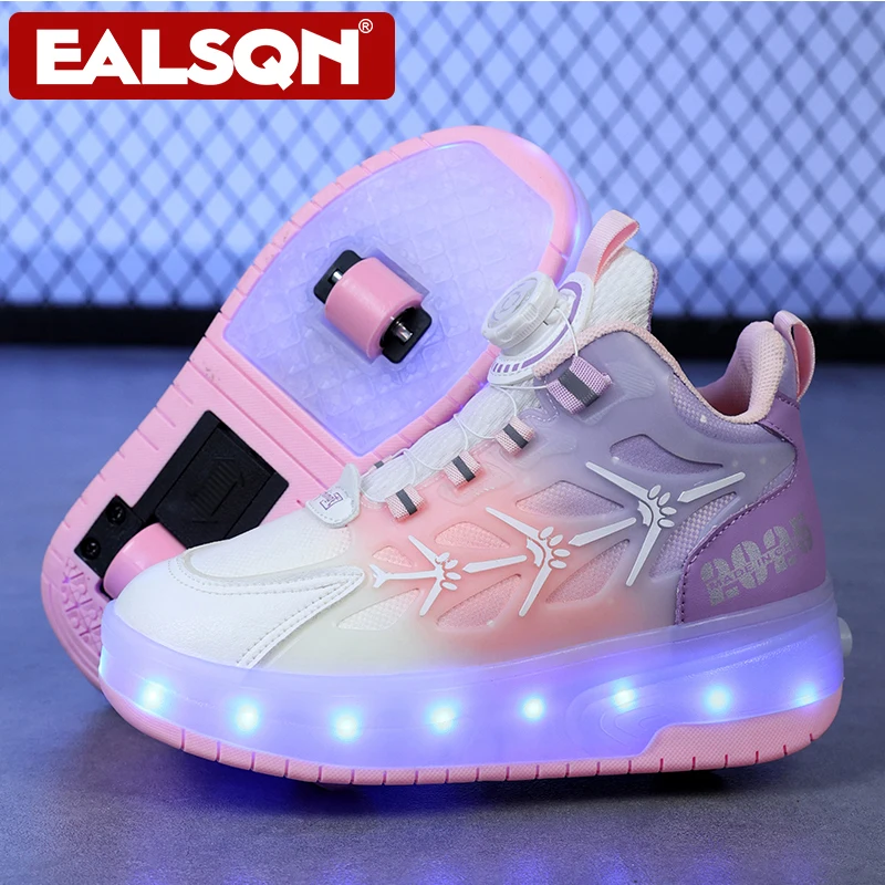 Skate Shoes for Kids LED Light Luminous Sneakers Children Two Wheels Shoes for Boys Girls with USB Charging roller skates