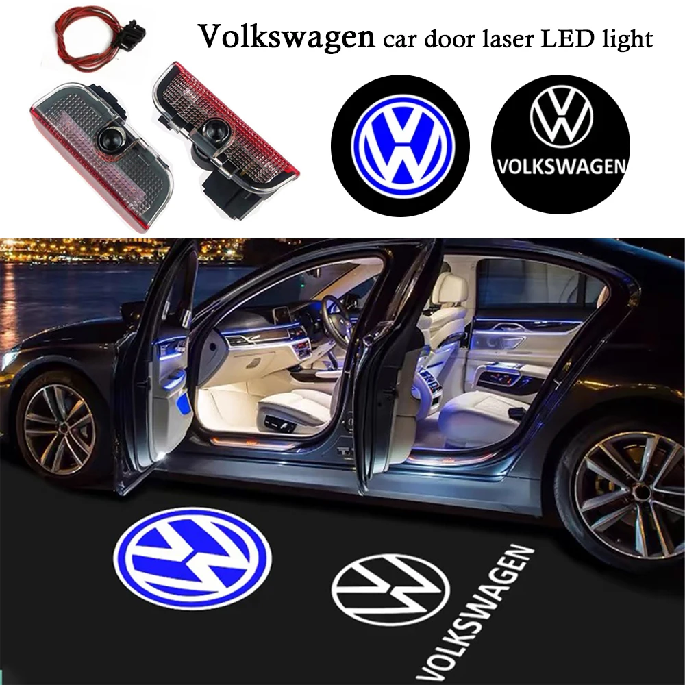 2Pcs LED blau Willkommen Projektor Licht Tür Lampe Für VW Golf 5 6 7 7N Touran CC Passat Magotan B6