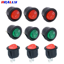 Illuminated Round Boat Rocker Switch, 2 Position, On and Off, Red and Green Light, AC 6A, 125V, 10A, 250V, SPST, 220V, 5Pcs