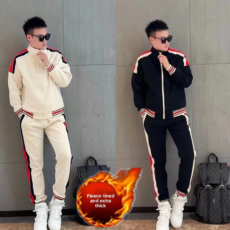 

Мужской повседневный модный комплект из двух предметов, весенне-осенний легкий, роскошный, простой, с тяжелым вязаным поясом