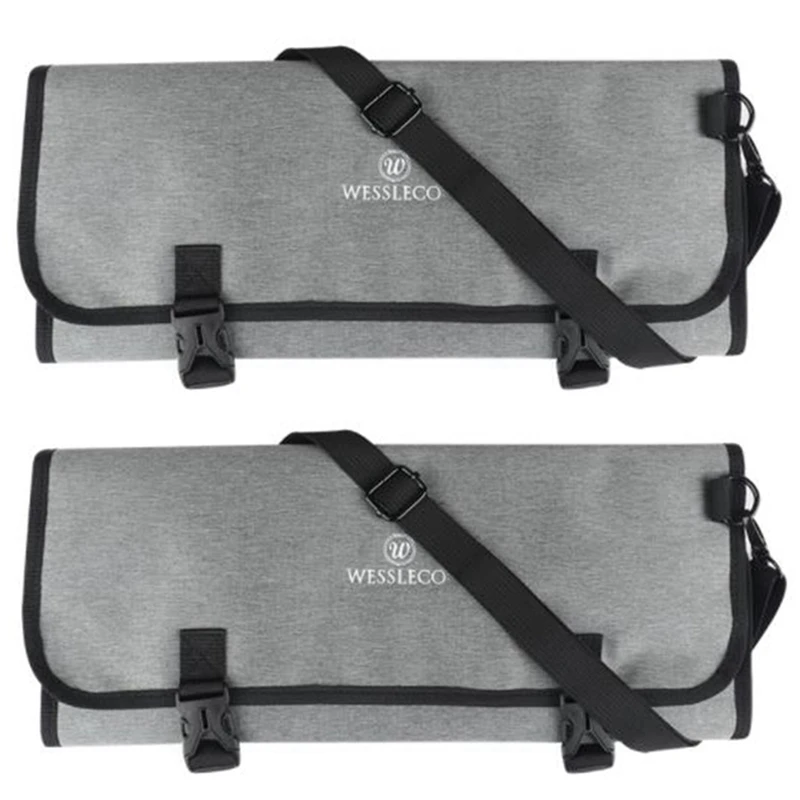 ELOS-WESSLECO 2X Chef Knife Bag Roll Bag Carry Case Bag Kitchen Cooking Portable Durable Storage Pockets