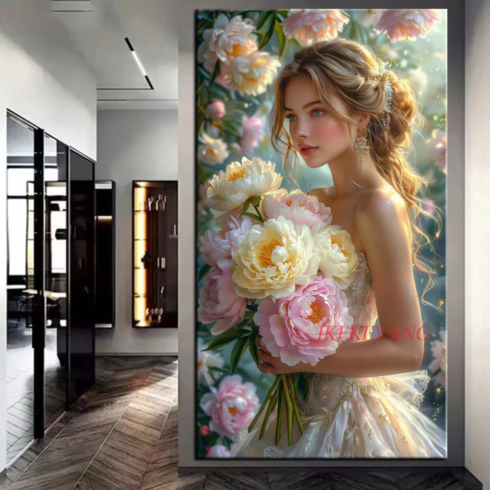 

Beautiful Woman and Flowers Picture DIY Diamond Painting Cross Stitch Full Drills Diamond Mosaic New Collection Home Decor