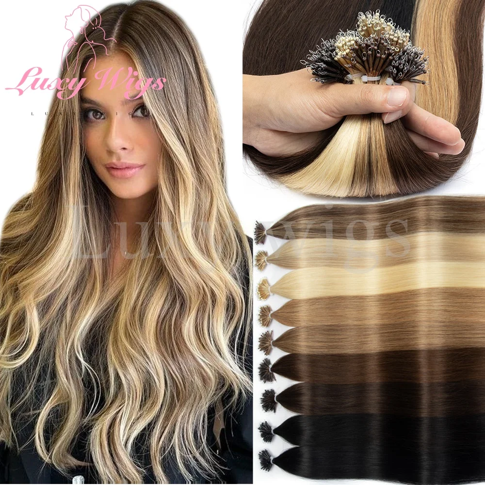 

Balayge Brown Nano Ring Наращивание волос Человеческие волосы Нано-бусины Предварительно скрепленные наращивание волос Прямые черные светлые волосы