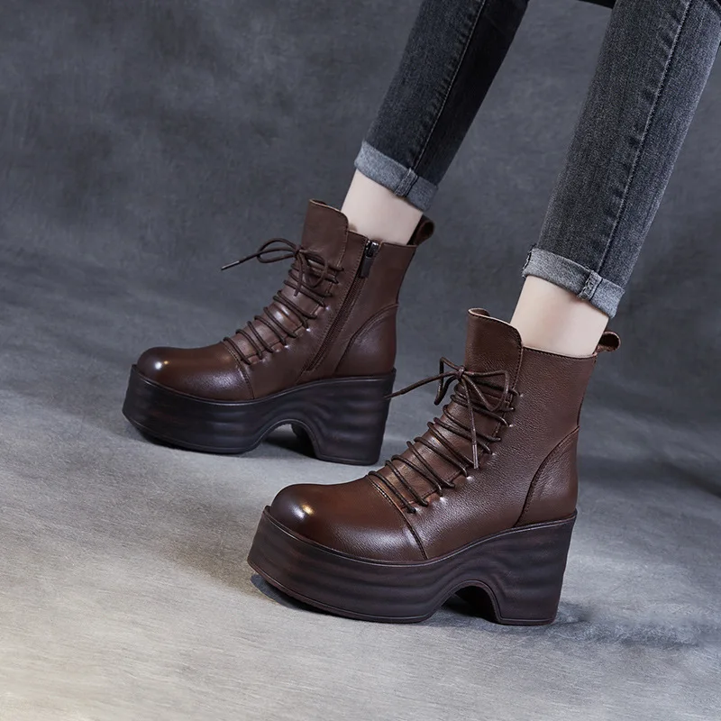 

Women's New Temperament England Wind Autumn New Slim Motorcycle Thick Bottom Heighten Short Boots