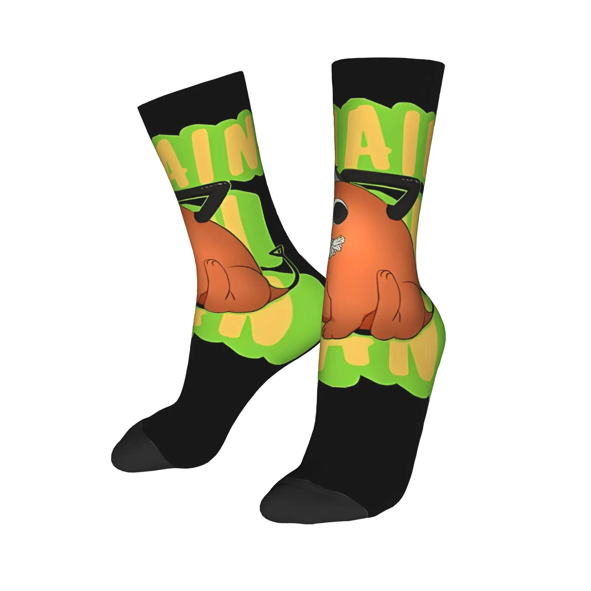 Funny Sock Bandai Chainsaw Man Scribble Pochi Hip Hop Quality Pattern Printed Men Crew Socks Novelty Men's Socks