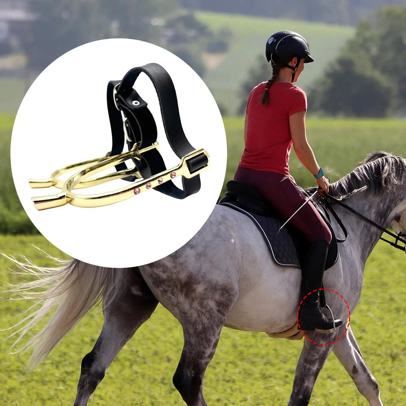 Equestrian Horse Boot Spurs with Rhinestone Decoration Training Accessories for Men Women Lovers