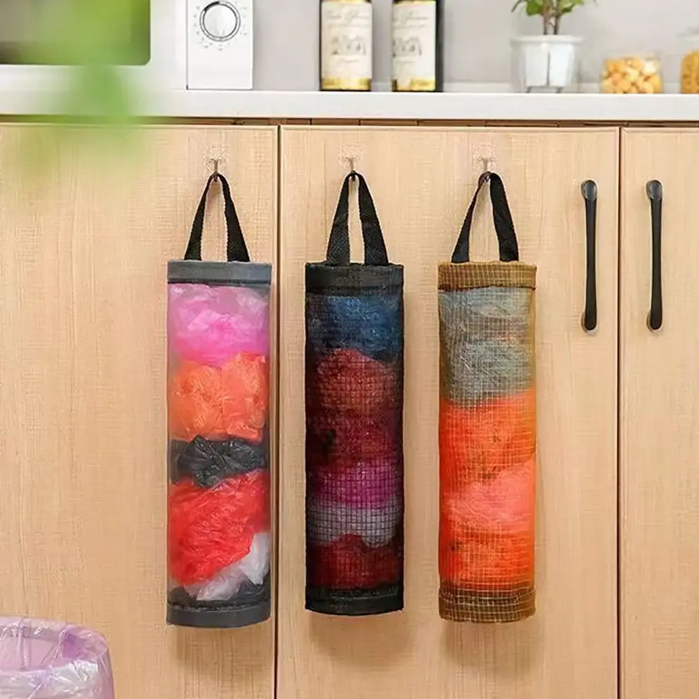 حقيبة تخزين أشتات مثبتة على الحائط، ملحقات منظمة تخزين معلقة، موزع أكياس القمامة من البوليستر #4