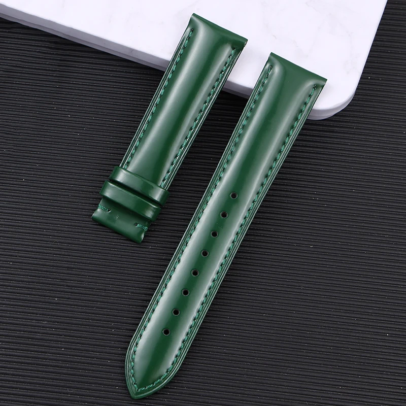 สายนาฬิกาหนังวัวแท้แบบปลดเร็ว เงางาม หนังรัดข้อมือแบบสากลสำหรับ Huawei Samsung ขนาด 20/22 มม. มีสินค้าในสต็อก