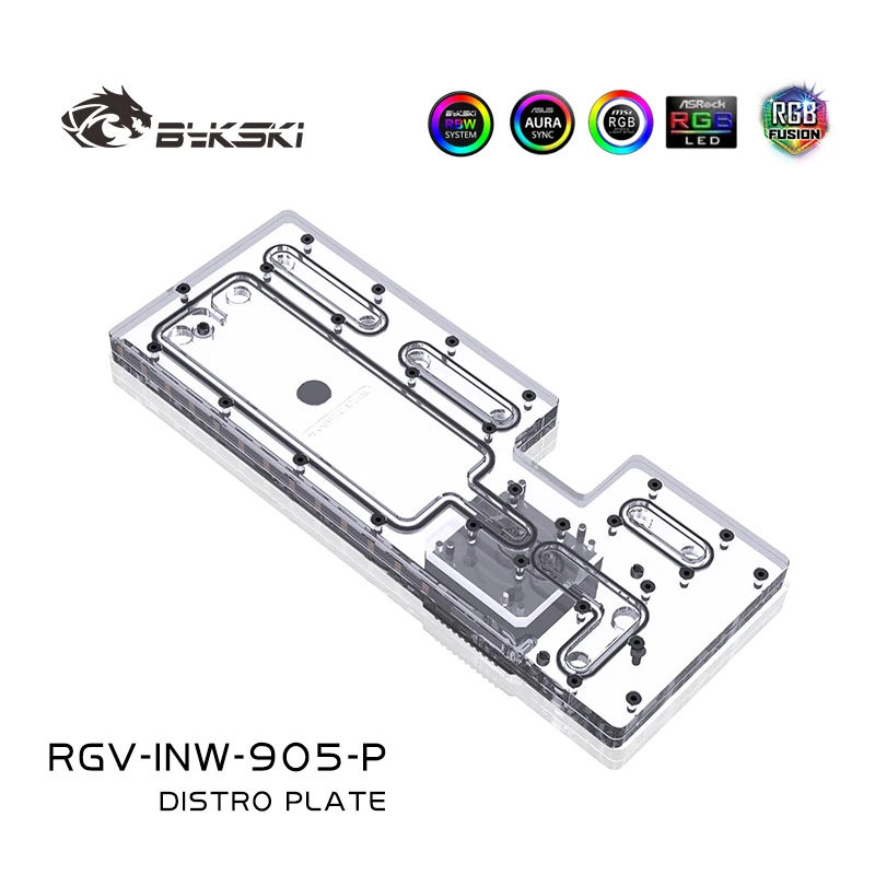 Bykski pelat Distro RGV-INW-905-P RGB untuk IN WIN 905 casing pompa waduk papan jalur air untuk PC sistem pendingin air 5V/12V