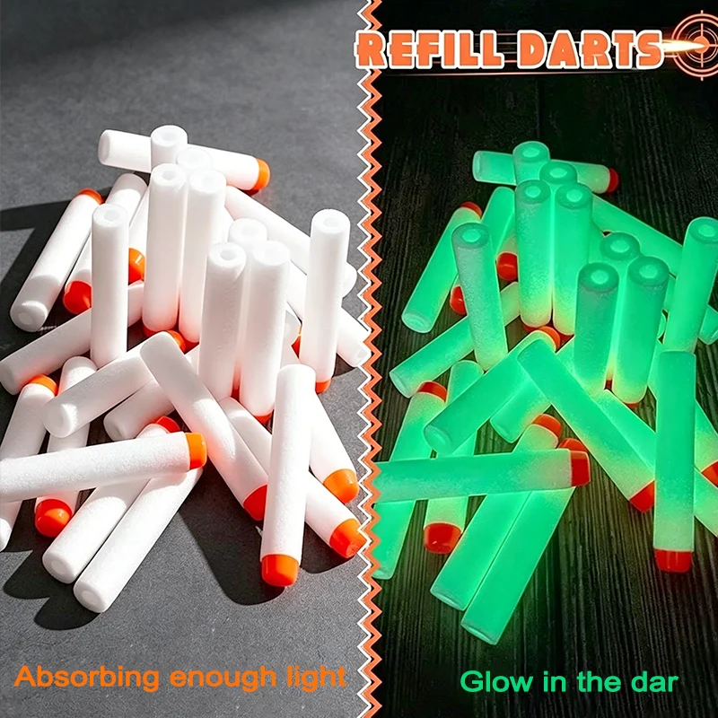 

3R6 White Glow In The Dark Soft Refill Darts Round Head Bullets for Outdoor Shooting Game Toy Gun Accessories