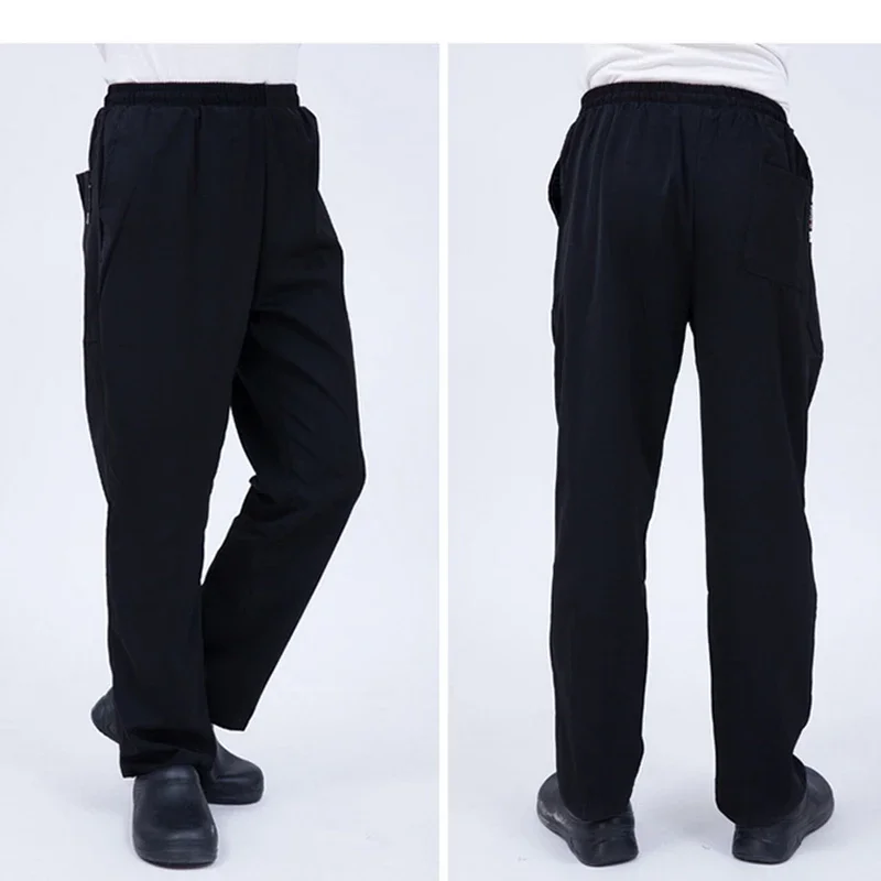 Unisex Chef Pants Cook Chef Bakery Pants with Elastic Waist Hotel Restaurant Kitchen Chef Work Long Pants Food Service Uniform