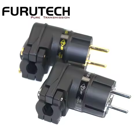 Hi-fi Furutech FI-E12L (R) FI-12ML (G) Gold Plated EU Power cable plug IEC90&deg; Right Angle L-type HiFi power plug