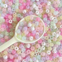 50Pc Acrylic Four-way Hole Loose Beads Jelly Color Small Beaded For Jewelry Making Handmade DIY Bracelet Pendant Accessories 8mm