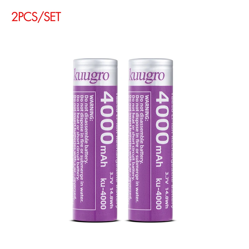 Kuugro ku-4000 18650 batterij met de hoogste capaciteit 4000 mAh 3,7 V 12A oplaadbare batterijen voor zaklampbatterijen