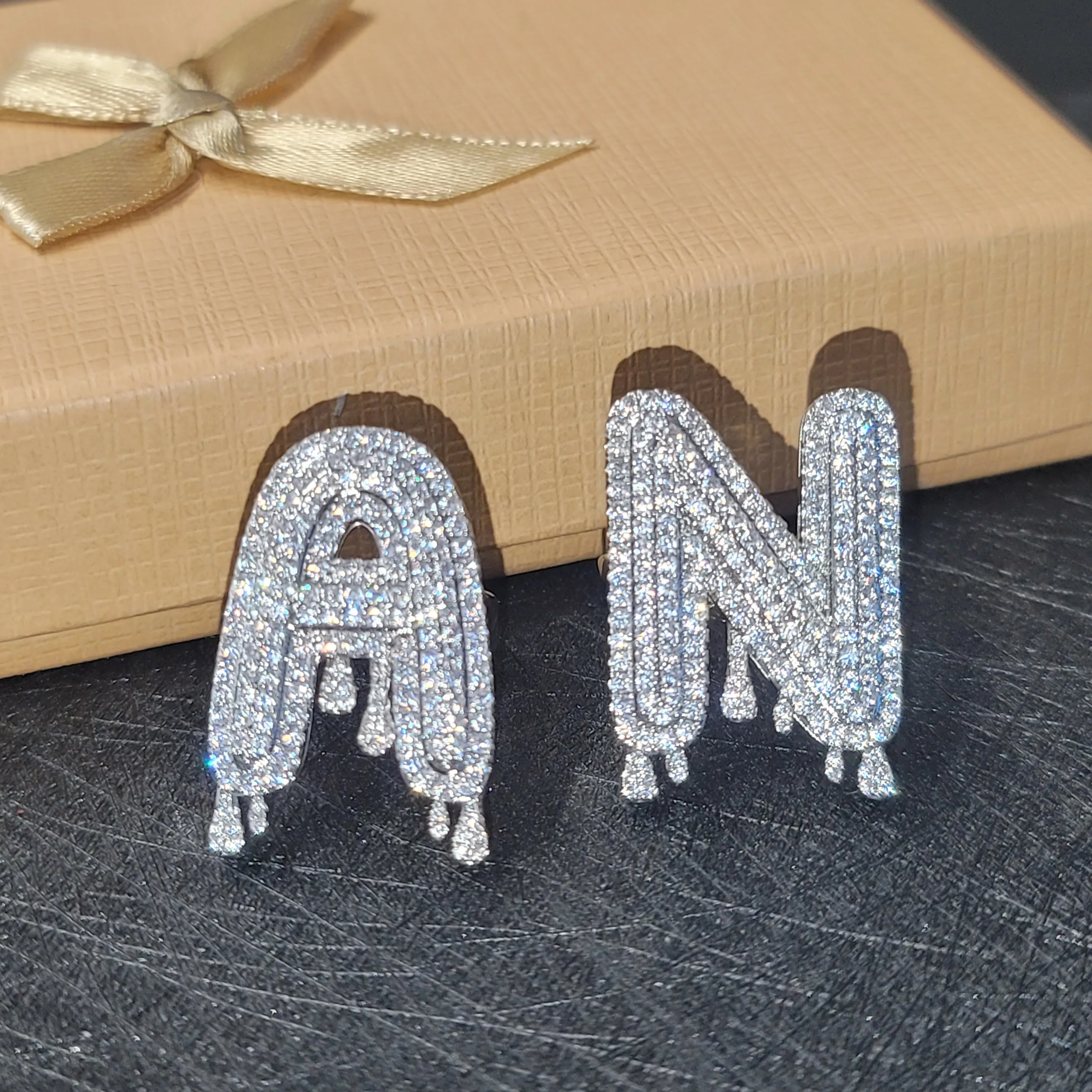 تخصيص كامل تمهيد الماس الجليدية خاتم شخصية قطرات الماء رسائل خواتم قابل للتعديل حجم الهيب هوب مجوهرات اكسسوارات