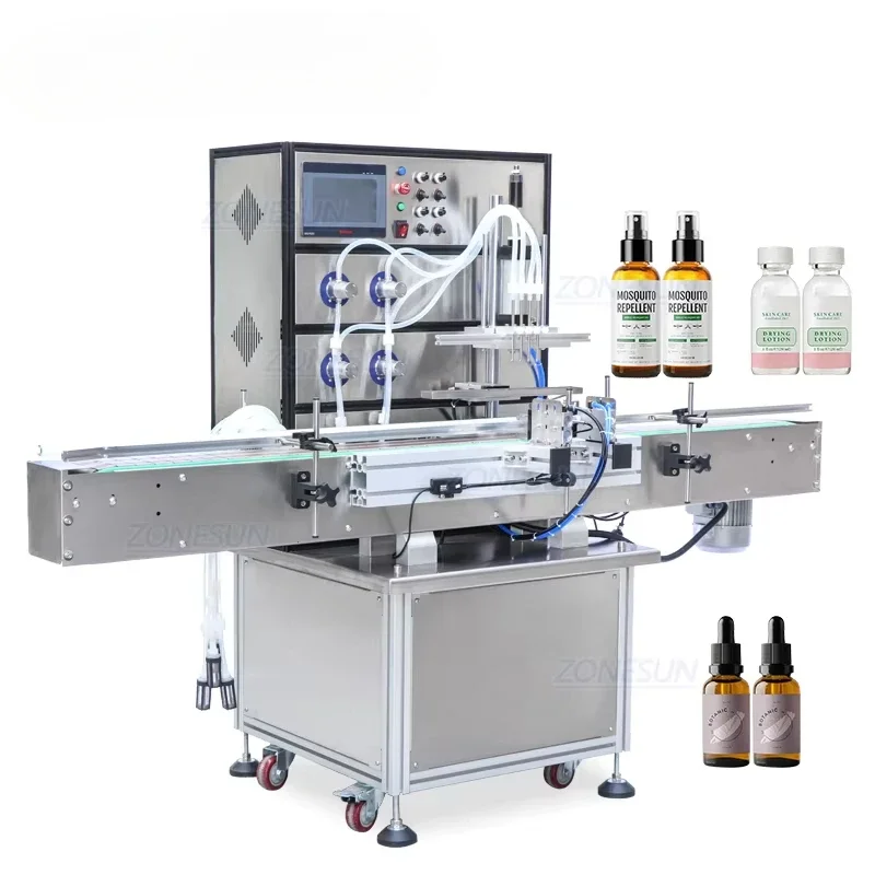 Magnetic Pump Glass Bottle Water Automatic Fluid Perfume Essential Oil Liquid Soap Filling Machines With Conveyor