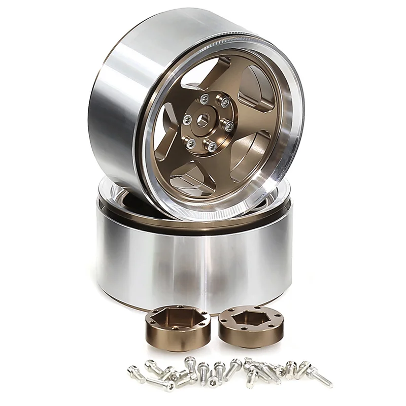 CABE-For RC Car 1/10 1/7 1/8 MK07 Wraith Ryft Compatible 4Pcs 2.6" 12/17MM Hex Changeable Beadlock Wheel Rim Set Negative Offset