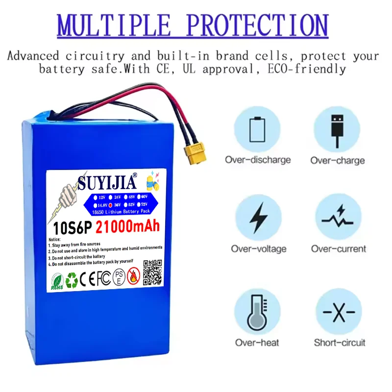 10S6P 36v 21ah Brand New Original 500-1000W Large Capacity Lithium Battery Uses Most Vehicles and Supports Product Customization
