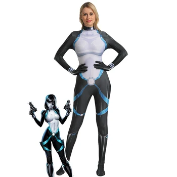 X-men Neena Thurman Domino Cosplay Superhero 3D Printed Spandex Bodysuit Zenzai Suit Girls Halloween Costume Christmas Outfits