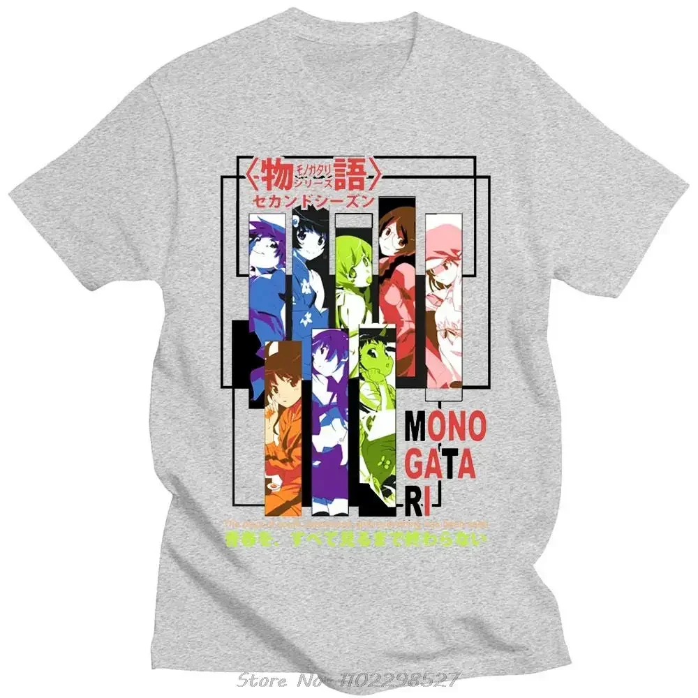 Camisetas con estampado gráfico de la serie Monogatari de Manga japonesa, camiseta holgada de verano para hombre, ropa informal, ropa de calle Harajuku