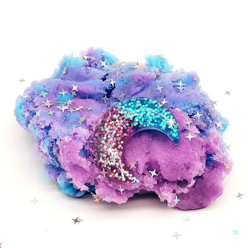 New 1Set 60ml Moon Snowflake Mud Diy Decompress Game Toys Kit Cotton Butter Mud Fluffy Putty Non Sediment Colored Clay Toy