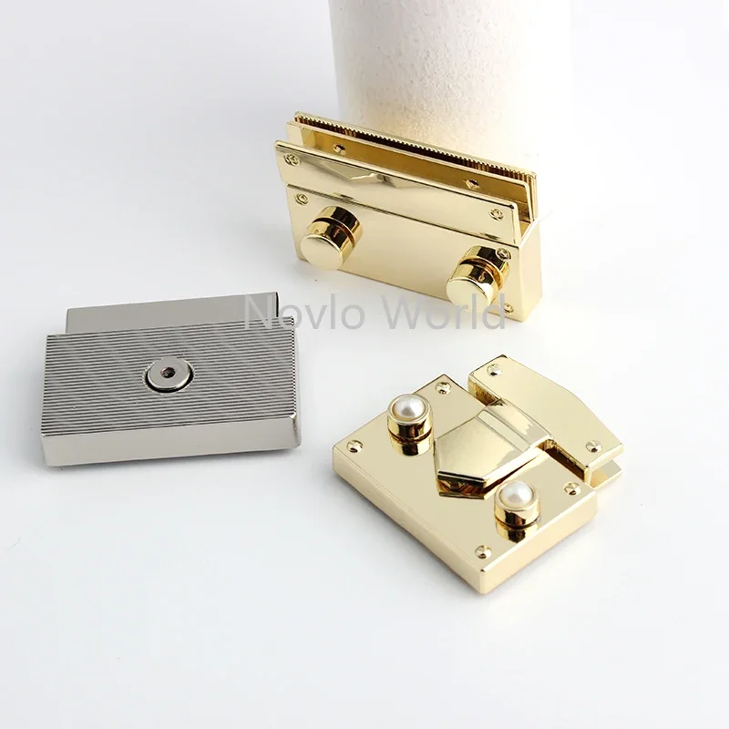 5-10-30sets 3 Size Light gold Silver Metal Bag Square Snap Lock Fitting For Women Handbag And Man Bag Hardware