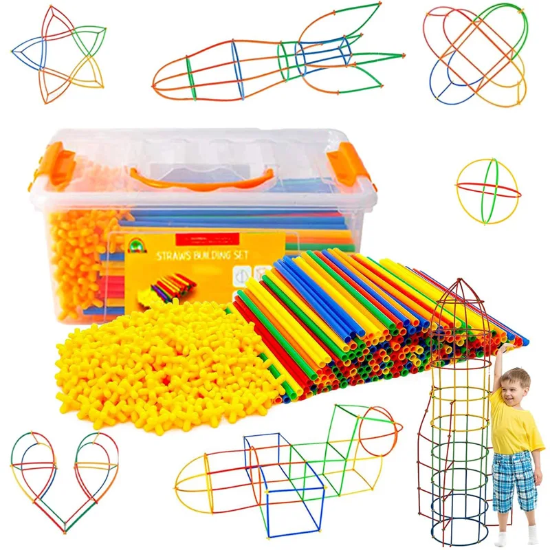 Straw Constructor Toys STEM Building Interlocking Plastic Fun Educational Developing Spatial Thinking Bloques De Construcción