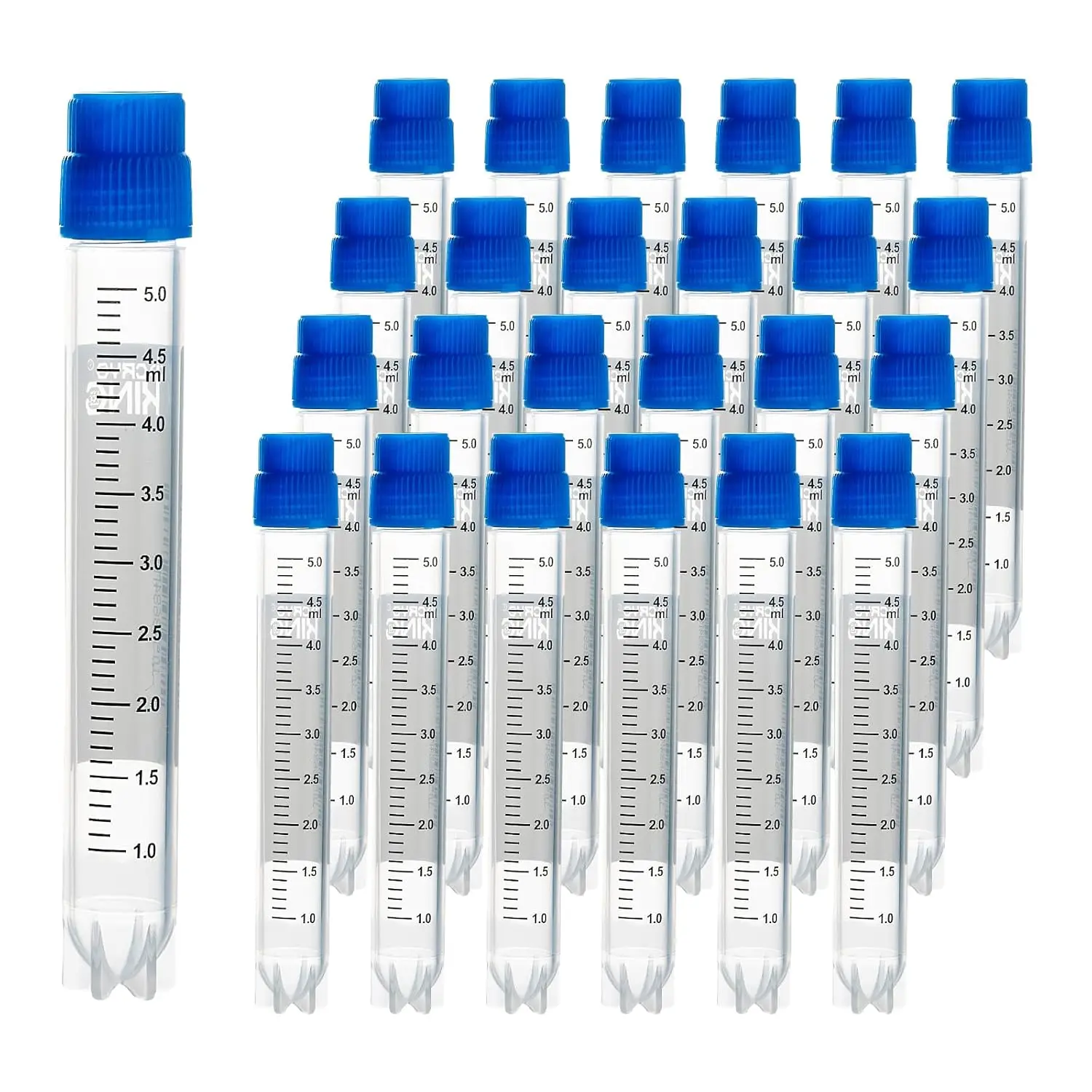 5ml Cryovials with Side Barcode, 25Pcs Plasitic Cryotubes, Sterilisation Laboary Freezer Tube, External Thread Lab Vials