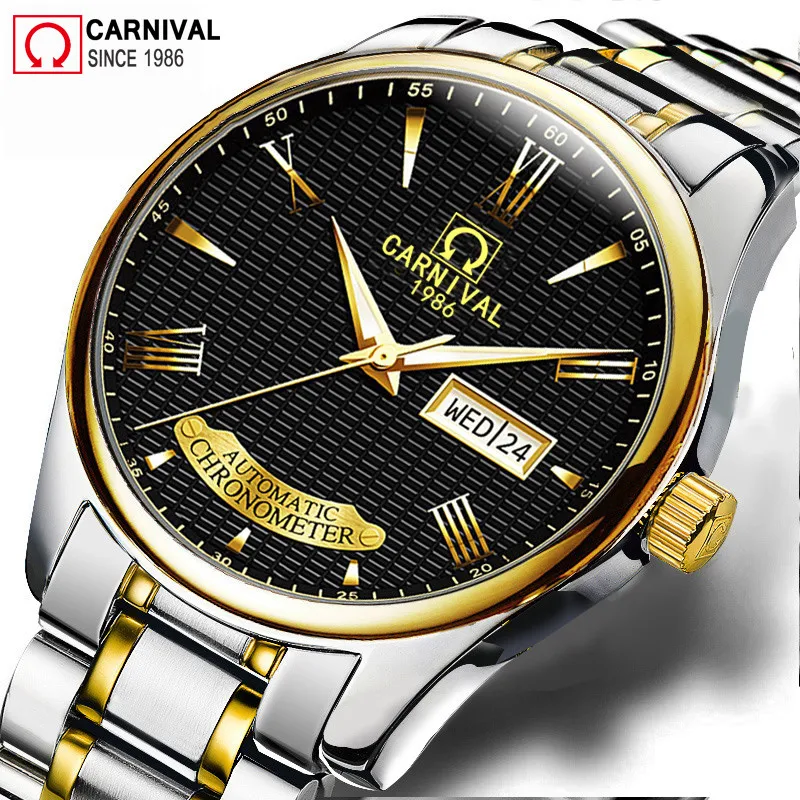 Switzerland Luxury Brand Carnival Automatic Mechanical Men‘s Watches Waterproof Sapphire Luminous Hands Chronometer Clock C8669