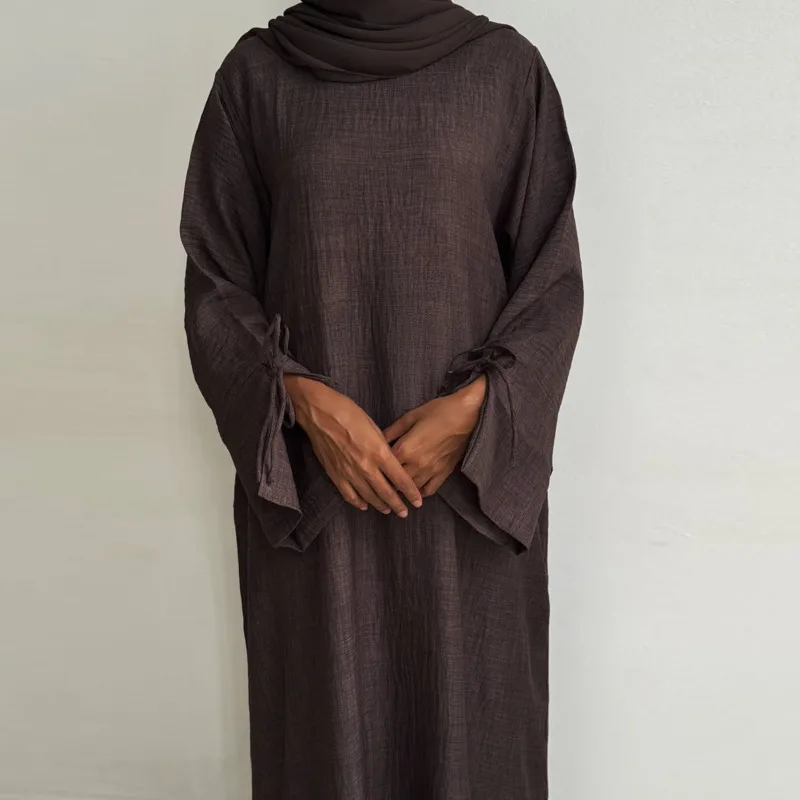 Vestido Abaya suelto y cerrado para mujer, vestido musulmán tipo jersey, puños con aberturas, prendas de vestir informales Hijabi, ropa islámica de Dubai, Ramadán