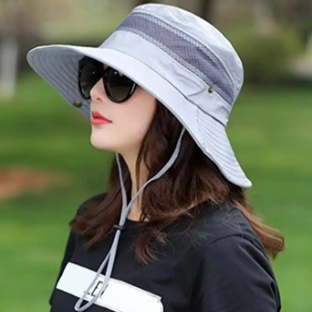 Polyester Bucket Hat Uv Protection Hat Summer Bucket Hat with Wide Brim Breathable Mesh Sun Protection Cap Outdoor for Men